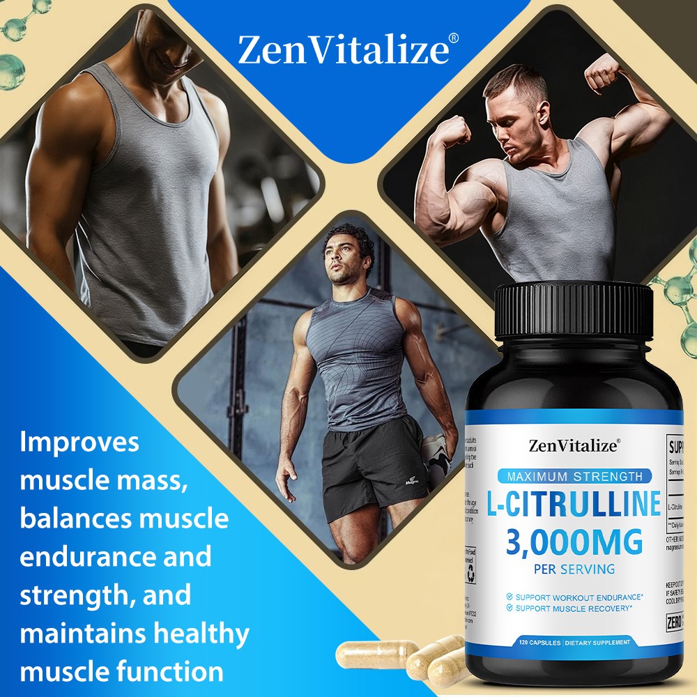 L Citrulline 3000mg Supplements L Arginine Muscle Strength Endurance 120 Pills