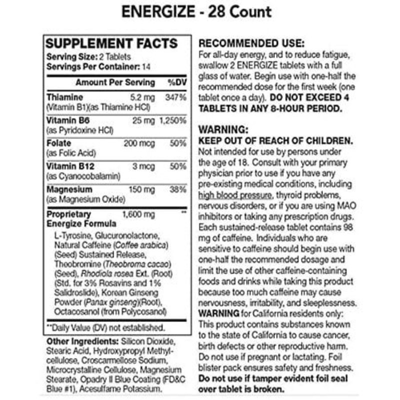 Energize Energy Pills 28.0 ea