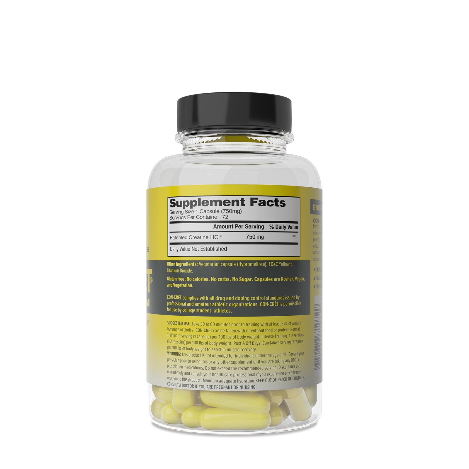 Patented Creatine HCl® – 72 Capsules (72 Servings)