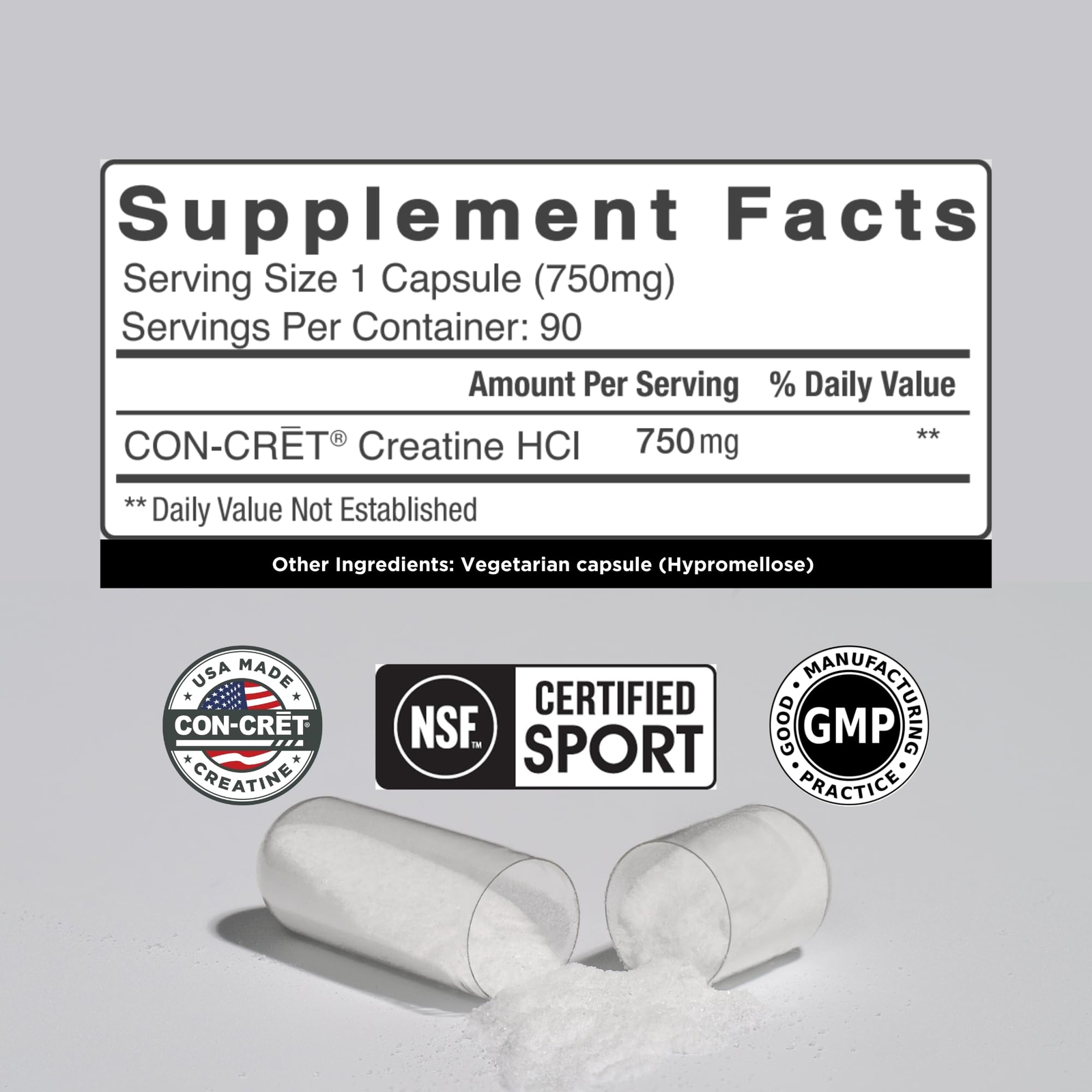 CON-CRET Creatine HCl Capsules | Muscle Cognitive Cellular Energy Support | N…