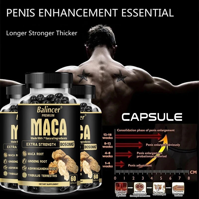 Organic Maca Root Extract 300mg, with Ashwagandha Root and Ginseng Root Vegan