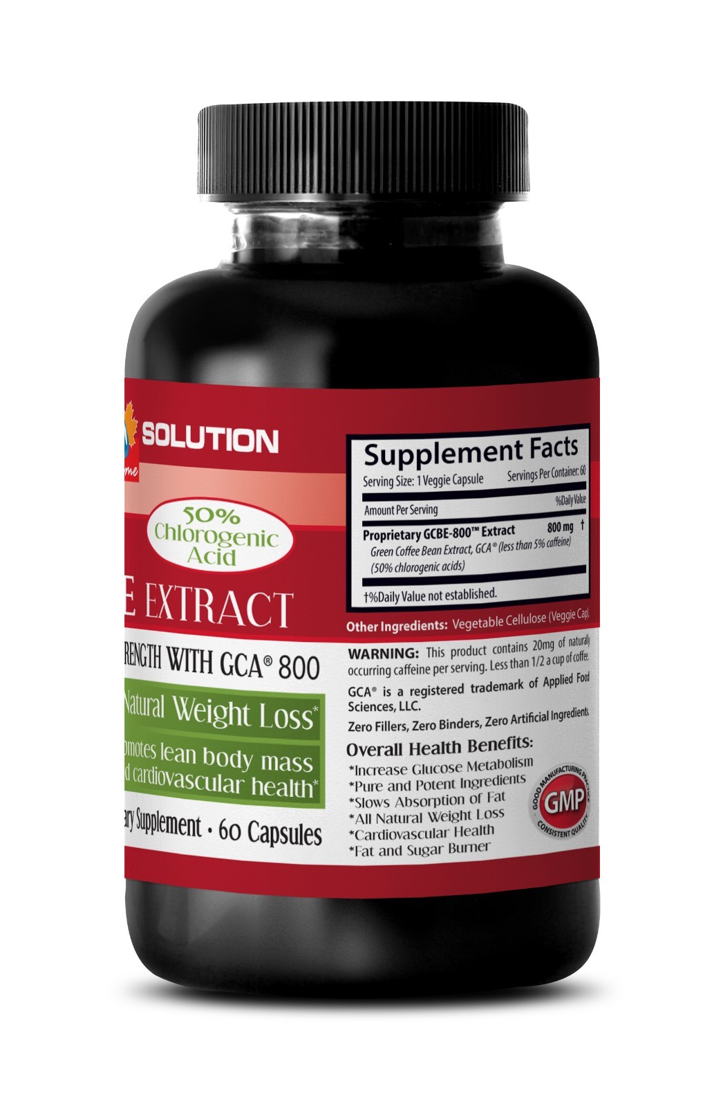 3 Bottles Organic Green Coffee Beans Extract GREEN COFFEE EXTRACT WITH GCA® 800