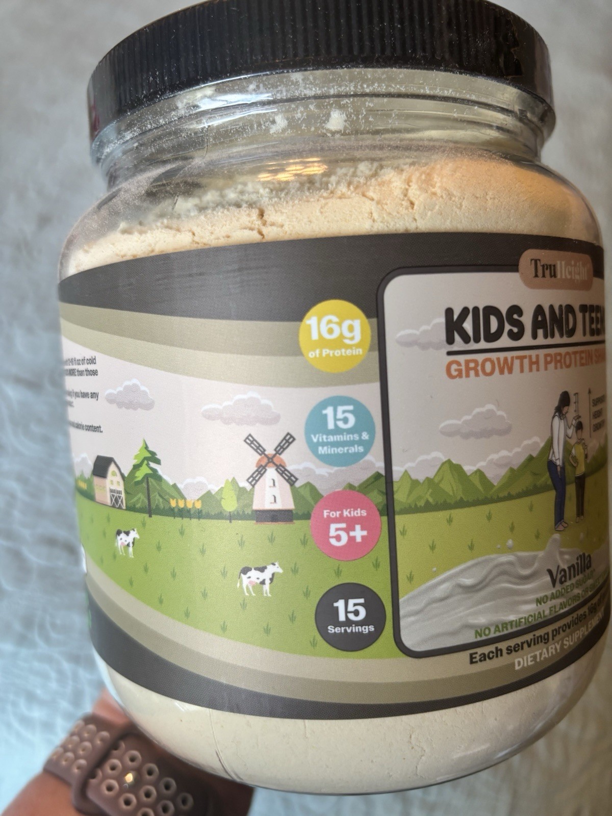TruHeight Vanilla Protein Powder Shake Mix, Gluten-Free, GMO-Free, Unisex