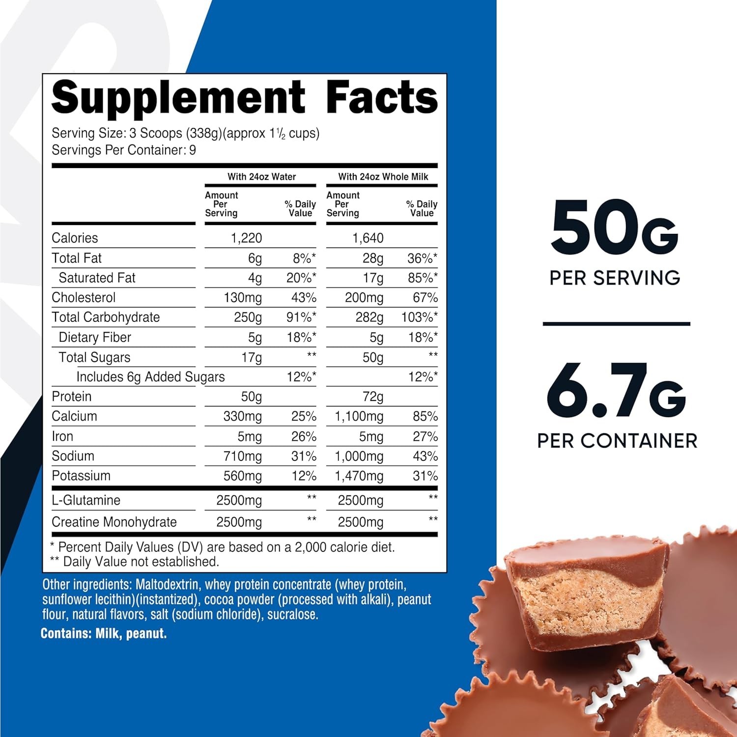 Nutricost Mass Gainer (Chocolate Peanut Butter Flavor, 6.7 LBS) 50 Grams of