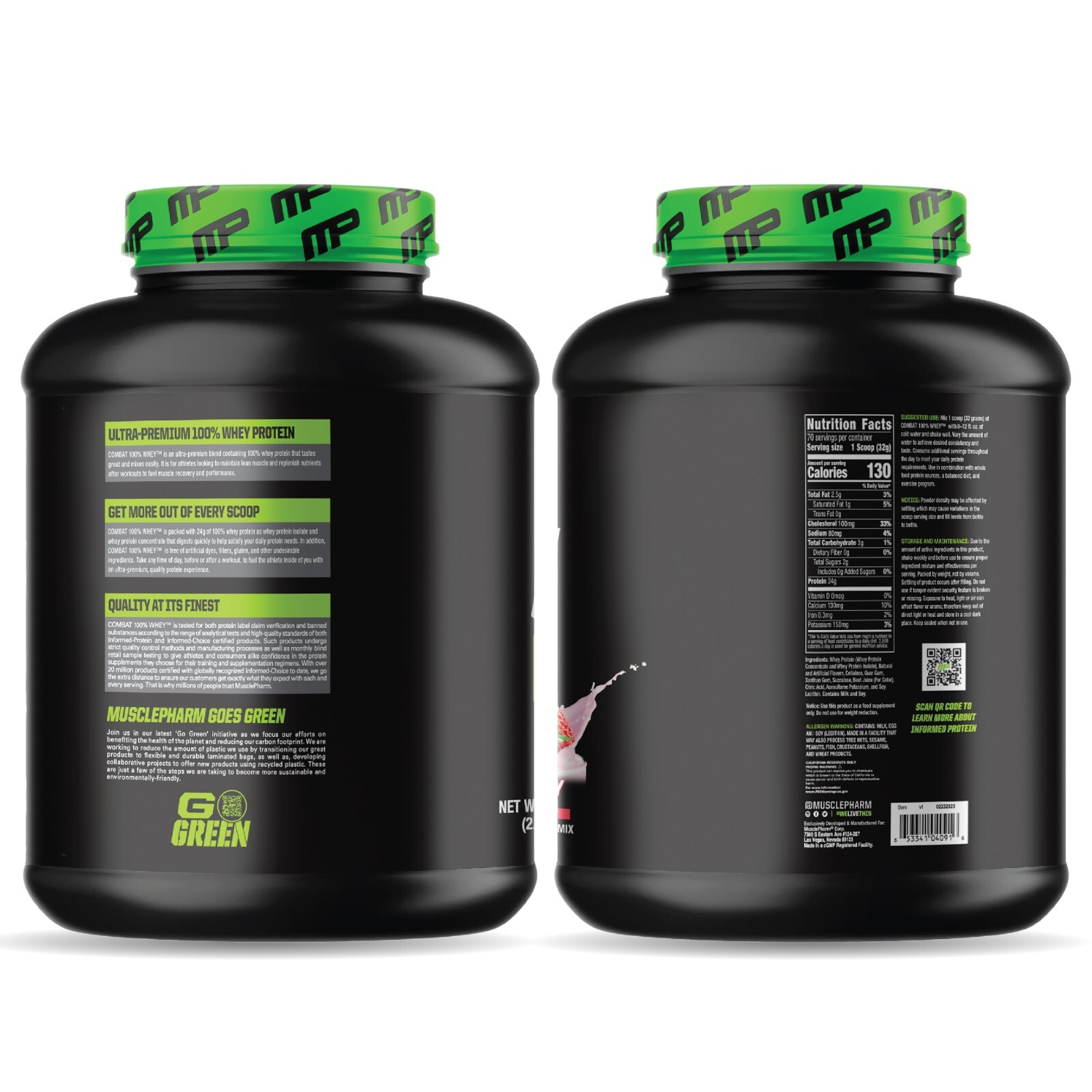 MusclePharm Combat 100% Whey Protein Powder – 5 lb, 70 Servings, Strawberry