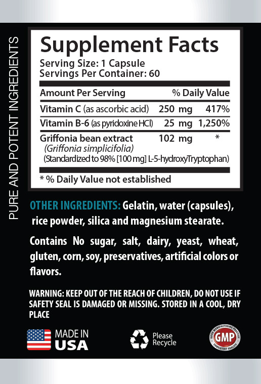 Griffonia Bean Powder – L-5-HTP 377mg – For Mood And Energy – 1 Bottle