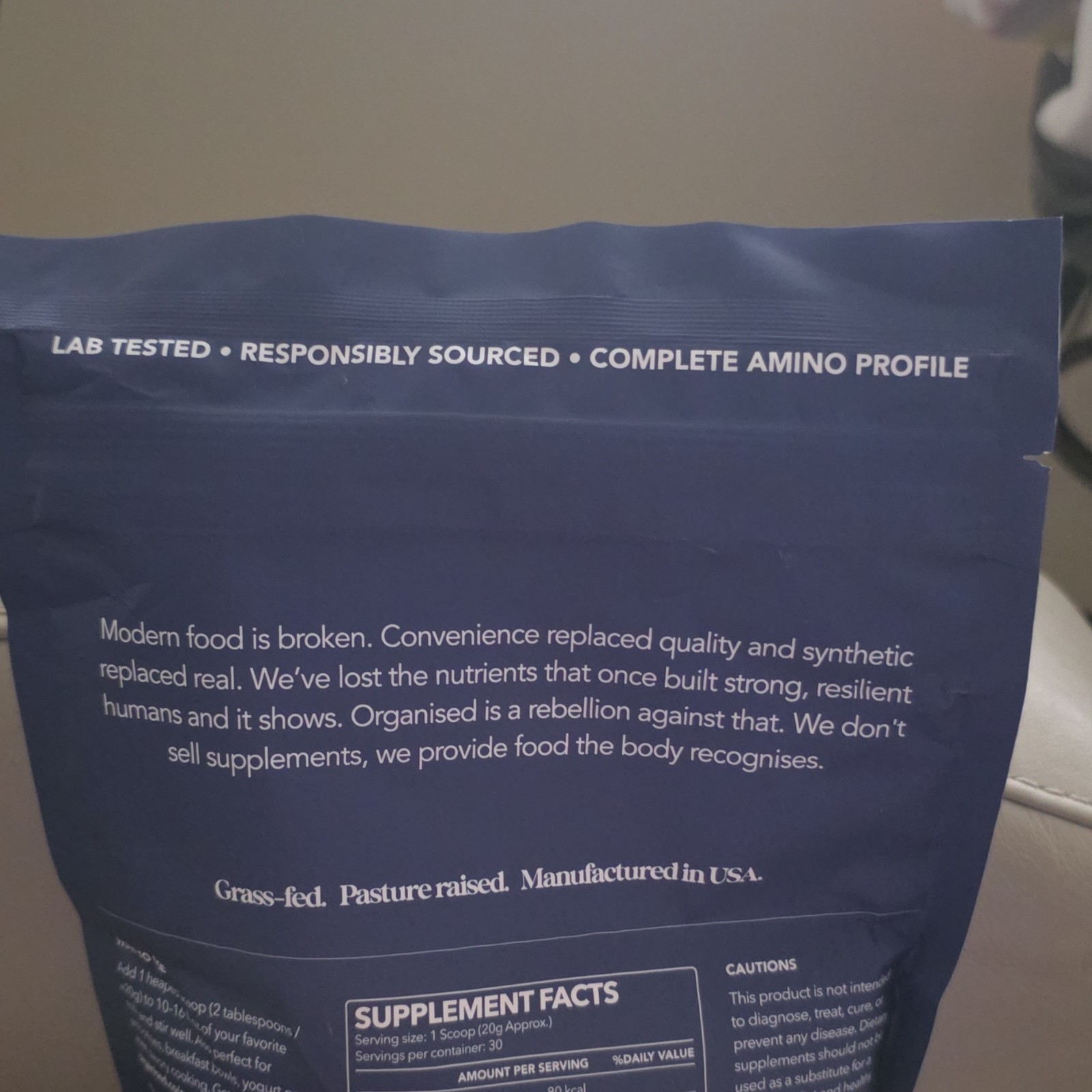 Organised Whole Food Organ Blend Powder Grass-Fed Pasture Raised 30 Servings