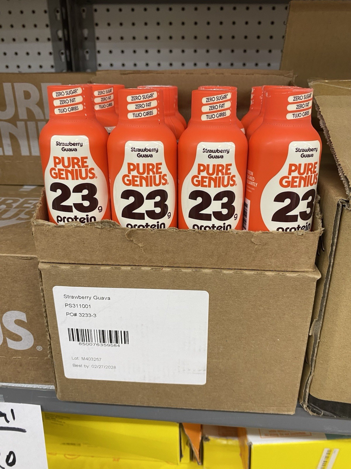 12 PACK Pure Genius Strawberry Guava Protein Shots 23g KETO Gluten & Sugar Free