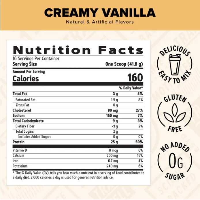 GNC Whey Protein Powder, Creamy Vanilla, 16 Servings