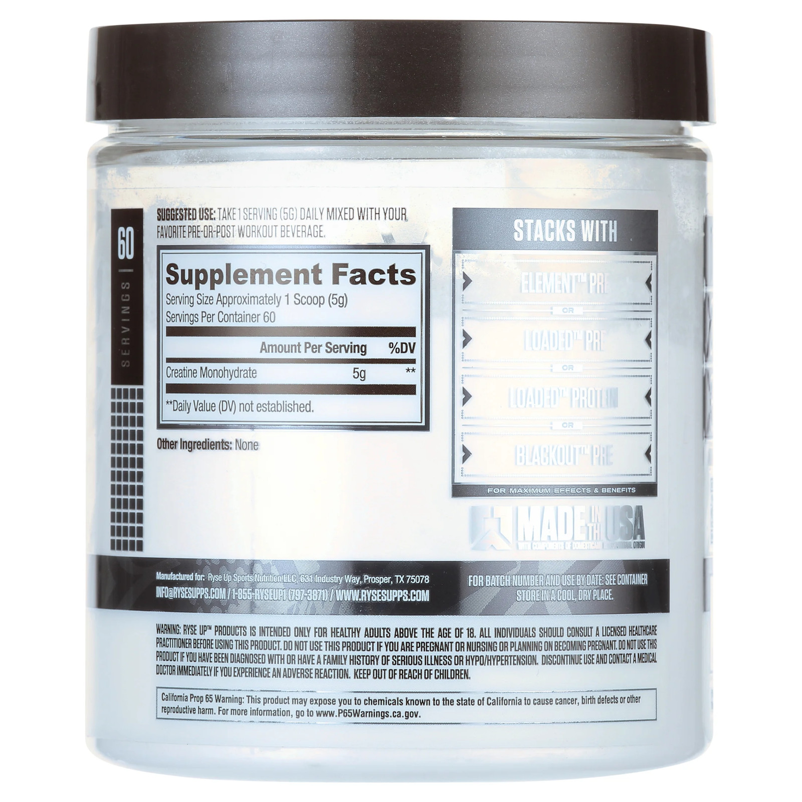 RYSE Creatine Monohydrate Unflavored Dietary Supplement for Muscle Growth 10.6 O