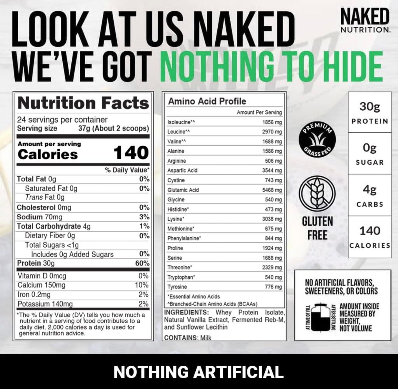 NAKED Vanilla Whey Isolate Protein – Only 4 Ingredients 24 Servings