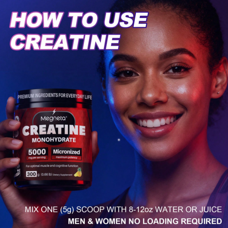 3 Pack Megneta Creatine Monohydrate Powder 900G 5000mg Pineapple Flavor
