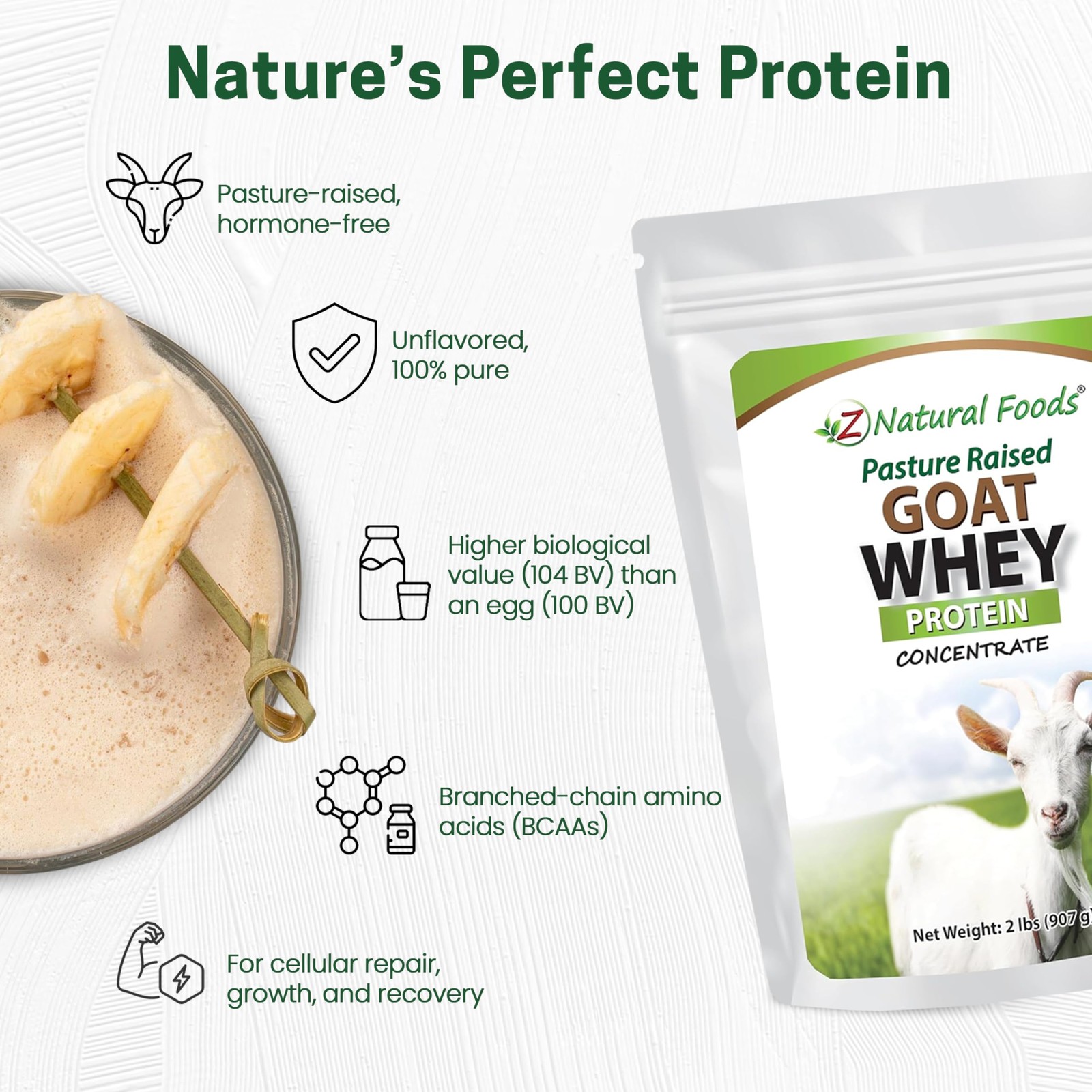 Goat Whey Protein Powder Concentrate – Undenatured, Unflavored, Pasture Raise…