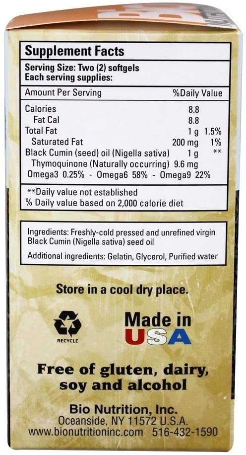 Bio Nutrition Black Seed Oil, 90 Softgels