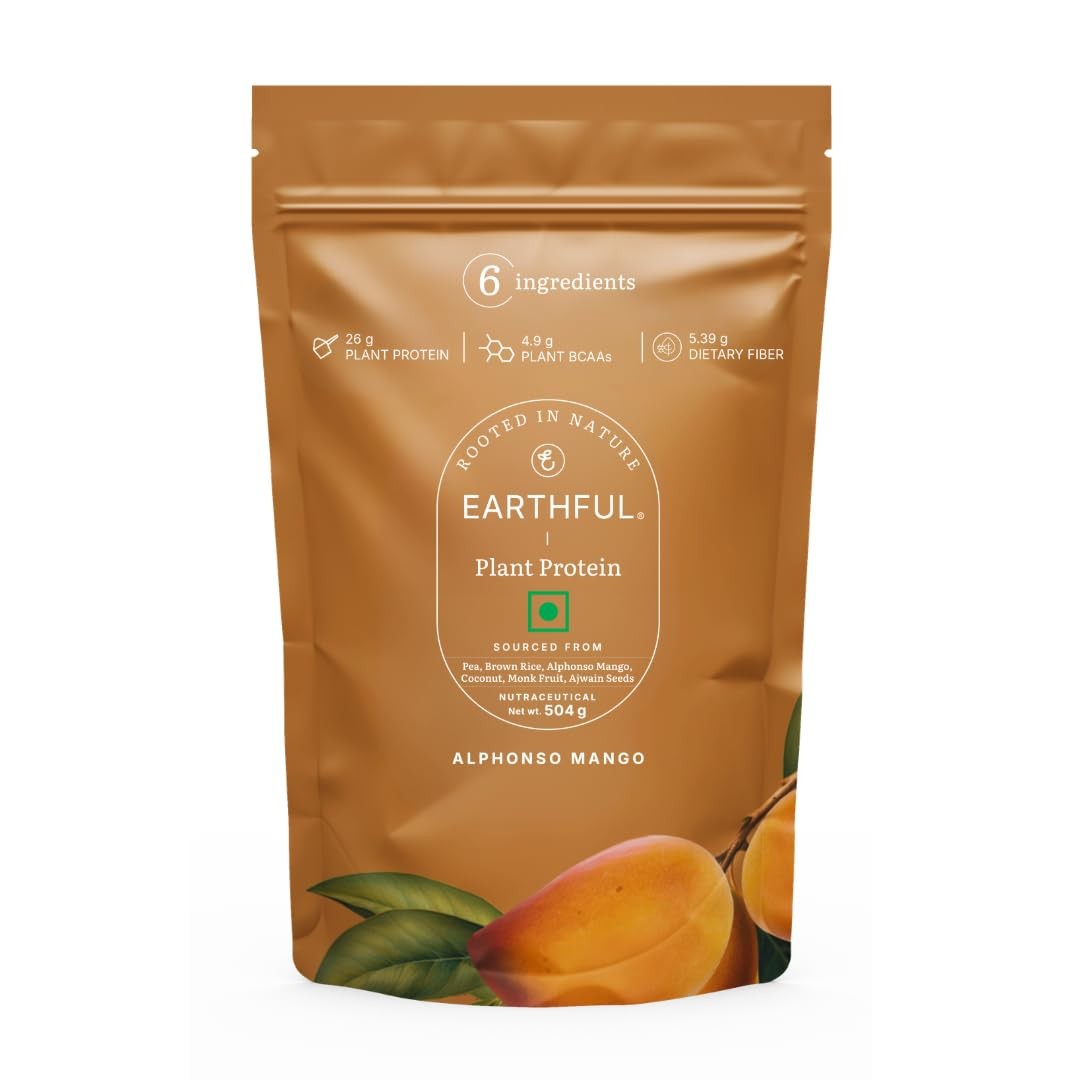 Earthful Plant Protein Mango Vegan Pea Brown Rice Protein 504g