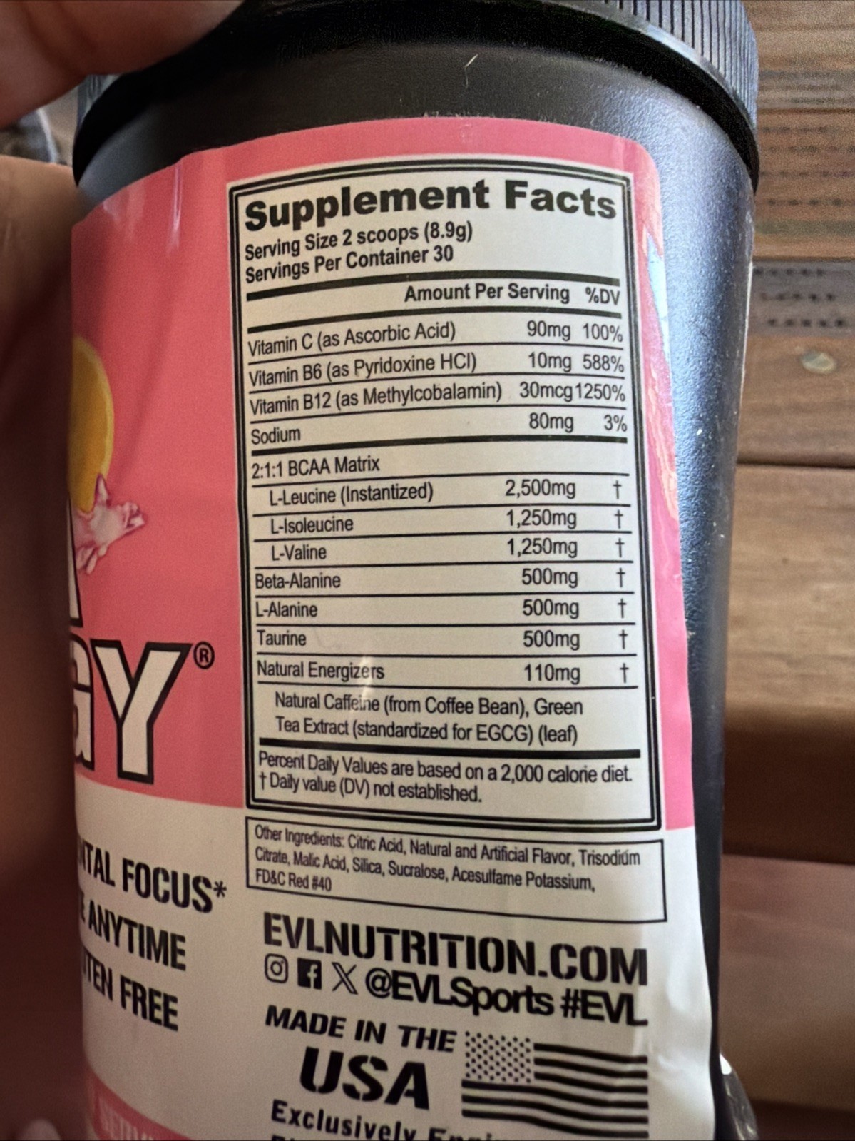 EVL BCAA Energy Amino Acids Powder Pink Lemonade 9.4Oz 30 Servings EXP 05/27 NEW