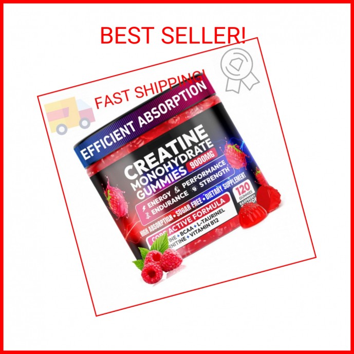 Cytona Creatine Gummies Monohydrate Complex 9000MG, Pre-Workout for Men & Women,
