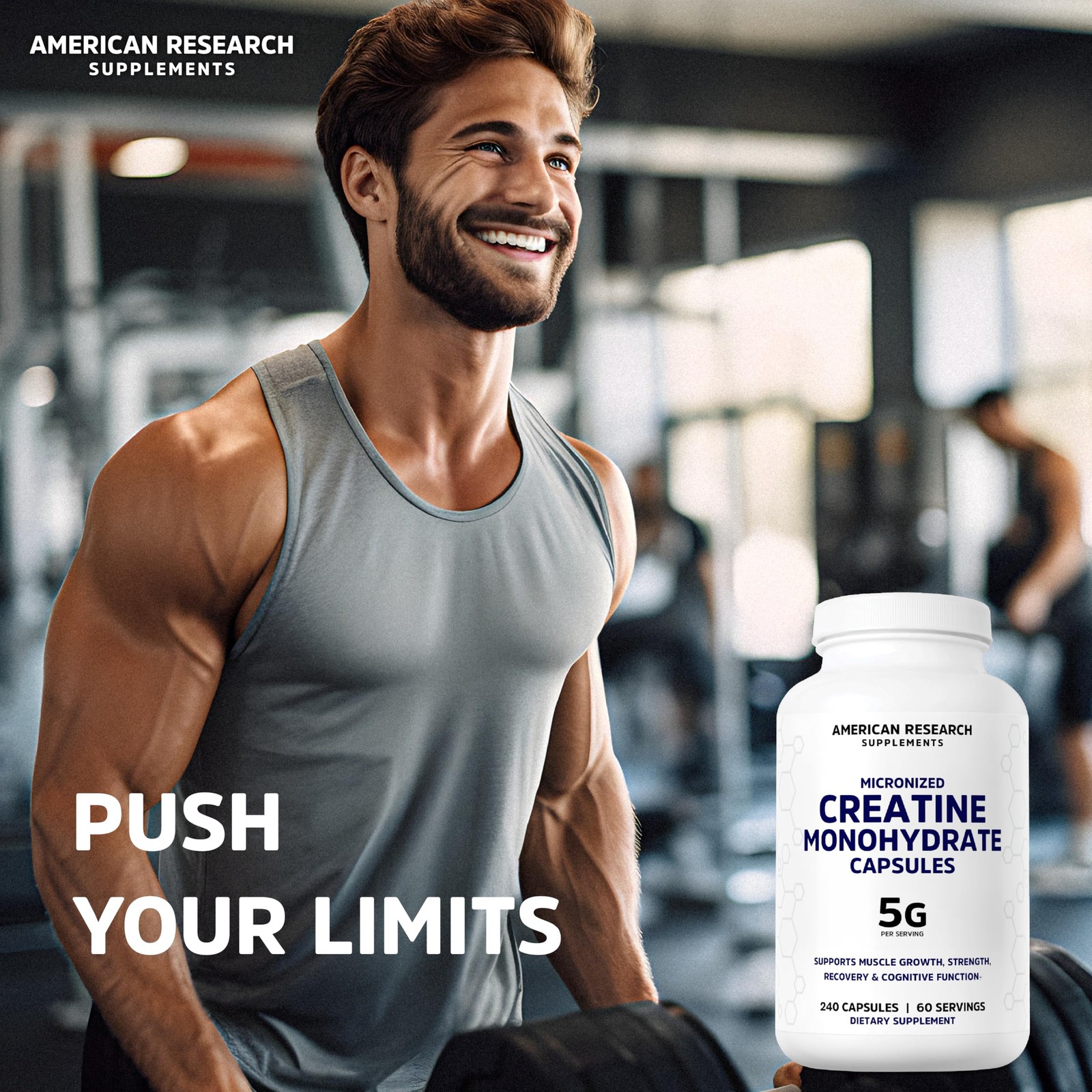American Research Supplements Creatine Monohydrate 240 Count (Pack of 1)
