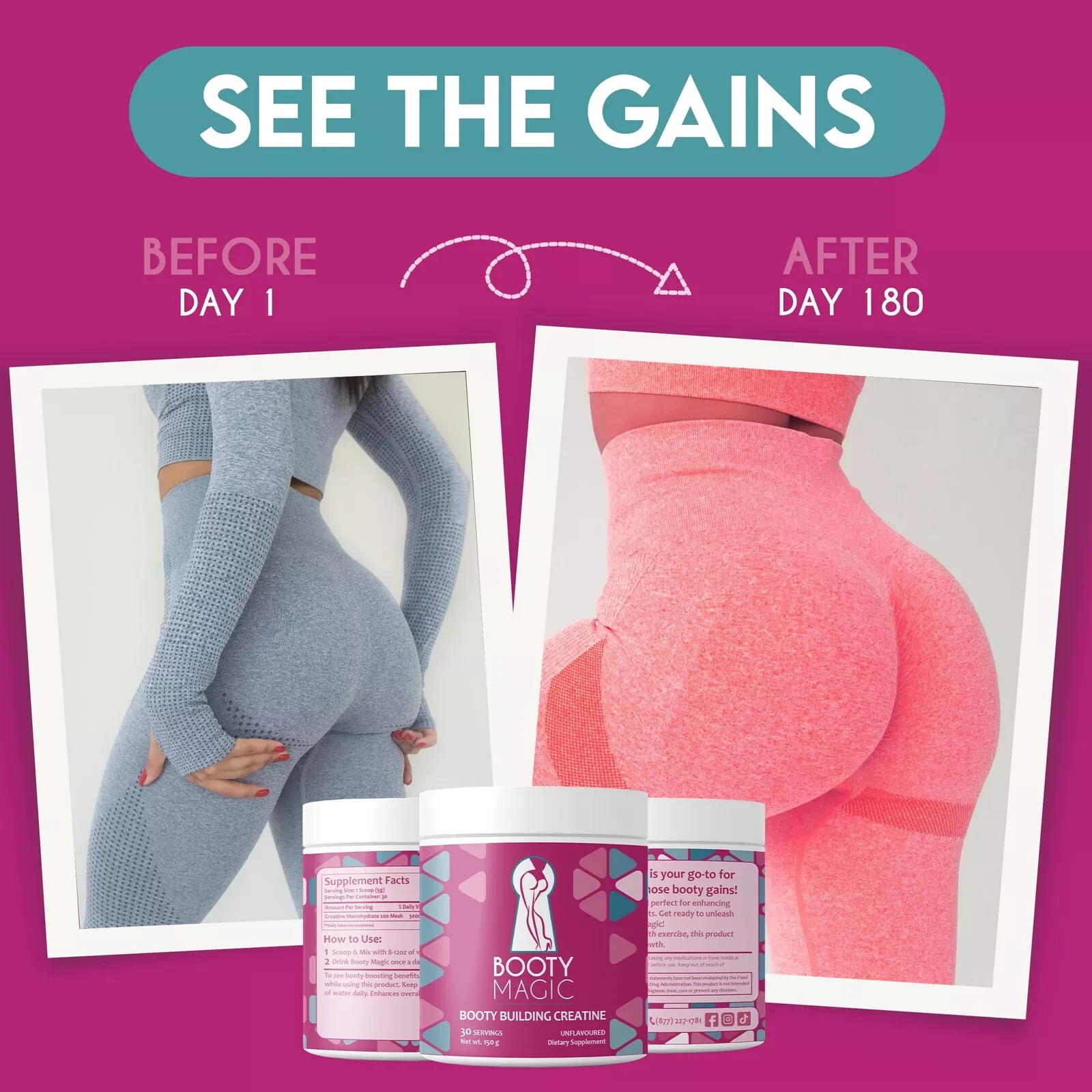 Booty Magic Booty Building Creatine – Unveil Glute Gains and Muscle Growth fo…