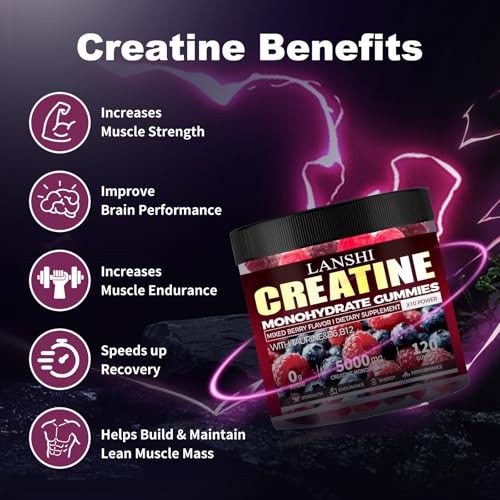 Creatine Monohydrate 5000mg Gummies 120ct Mixed Berry