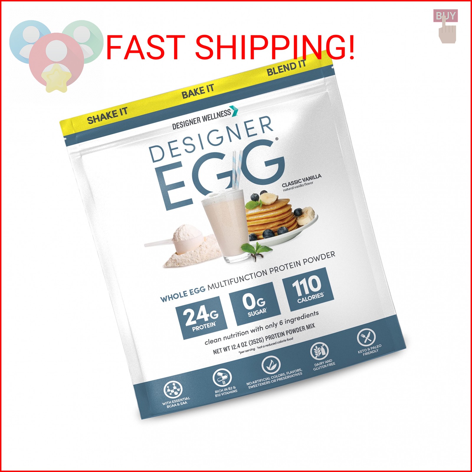 Designer Wellness, Designer Egg, Natural Egg Yolk & Egg White Protein Powder, Ke