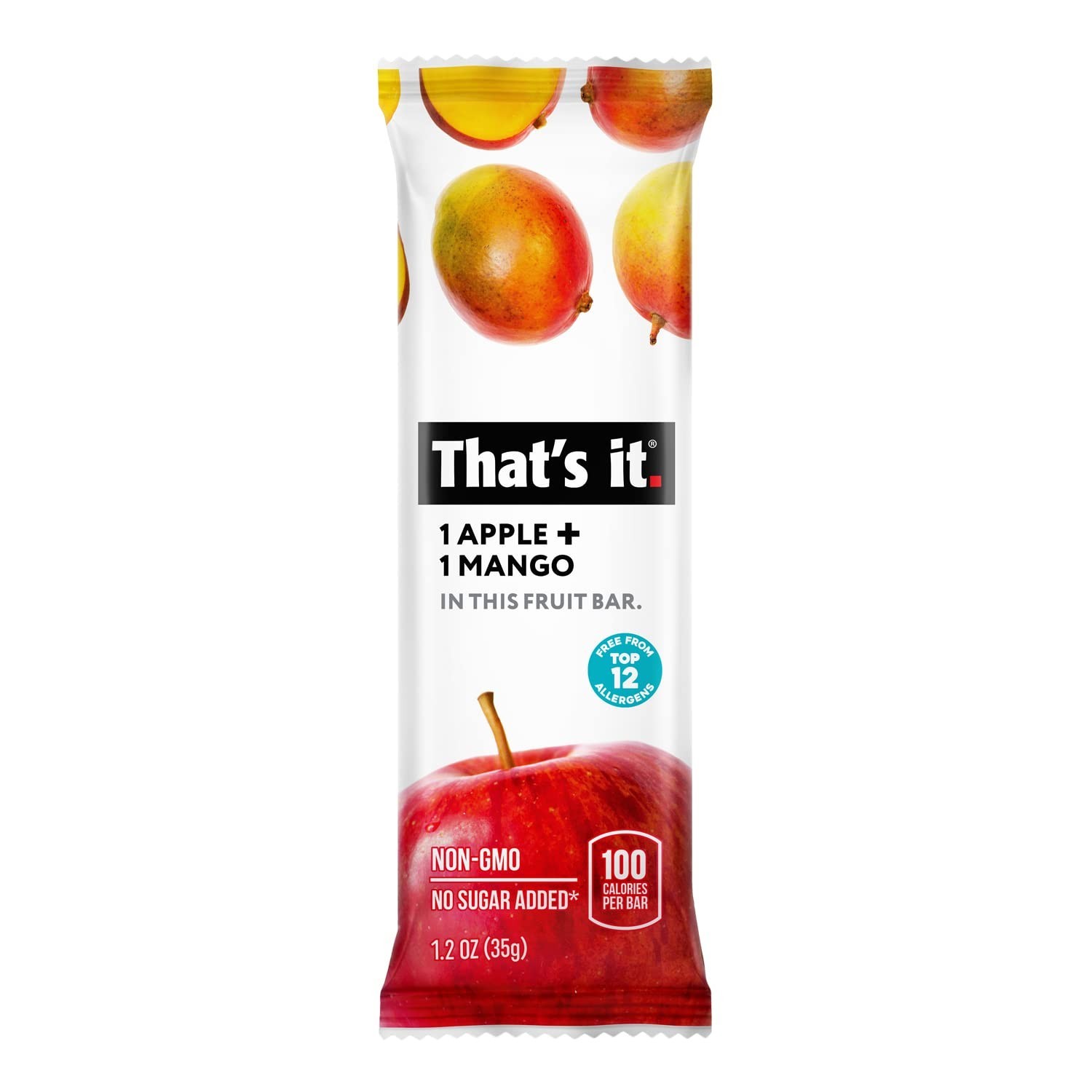 That’s it. Apple + Mango 100% Natural Real Fruit Bar, High Fiber Vegan, (3pk)