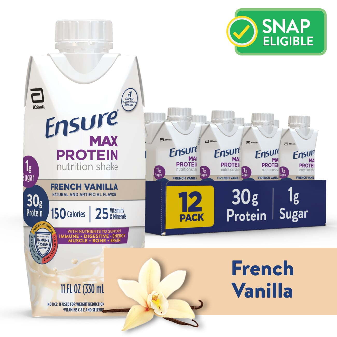 Max Protein Nutrition Shake French Vanilla 11 Fl Oz 12 Count 30 Grams of Protein