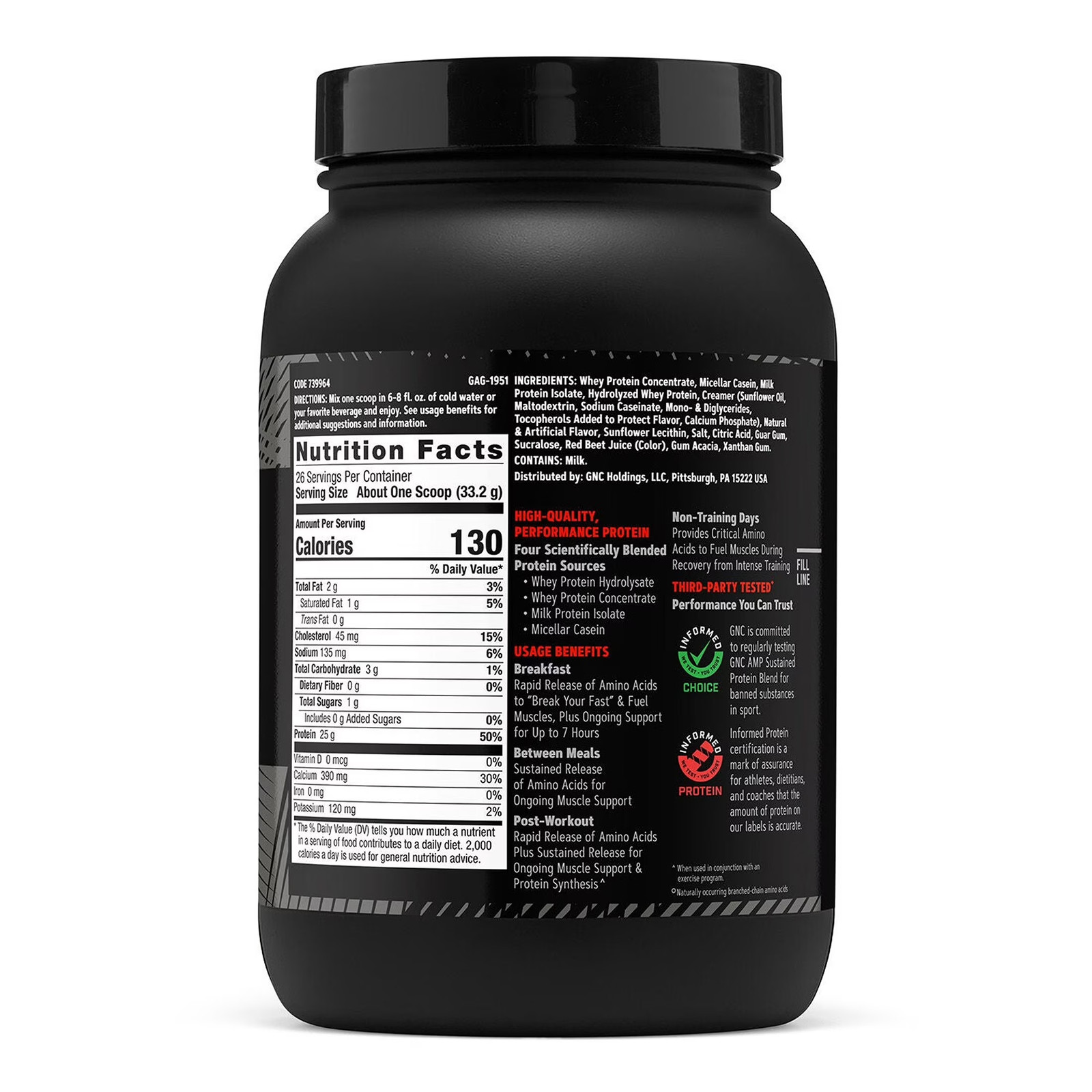 Amp Sustained Strwbeyond Strawberry Milkshake, 26 Servings, 30.5 Oz (Pack of 1)