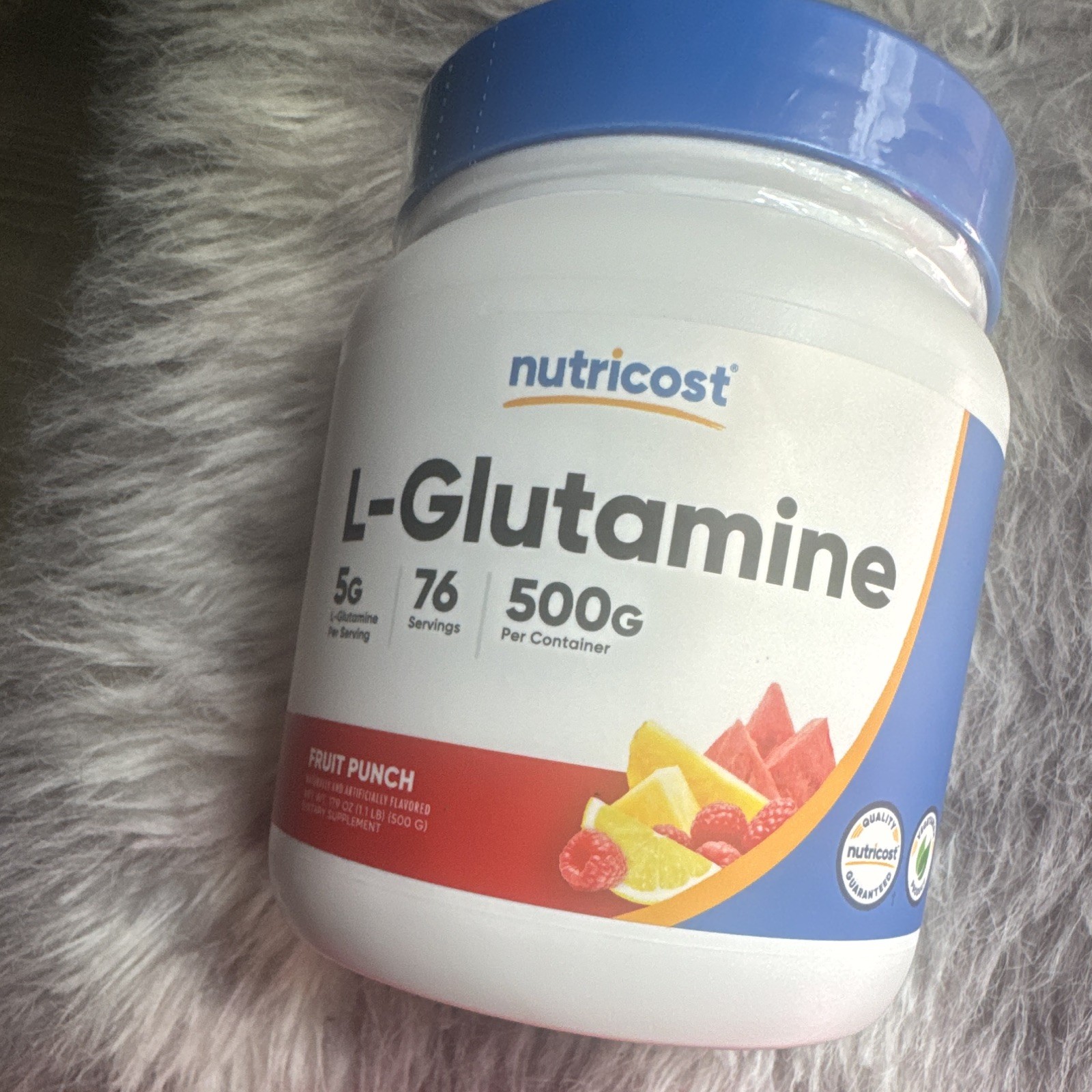 Nutricost L-Glutamine Amino Acid Powder Fruit Punch 500g 76 Servings 5g