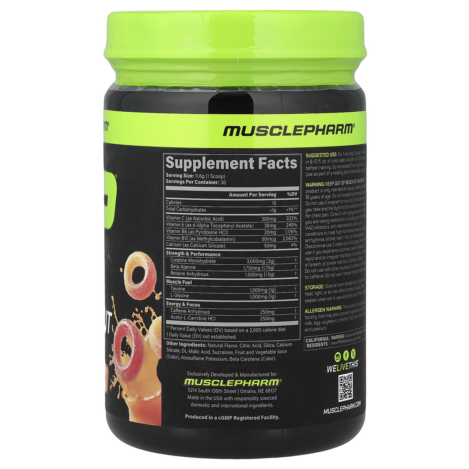 Assault® Preworkout, Sour Peach Rings, 12.3 oz (348 g)