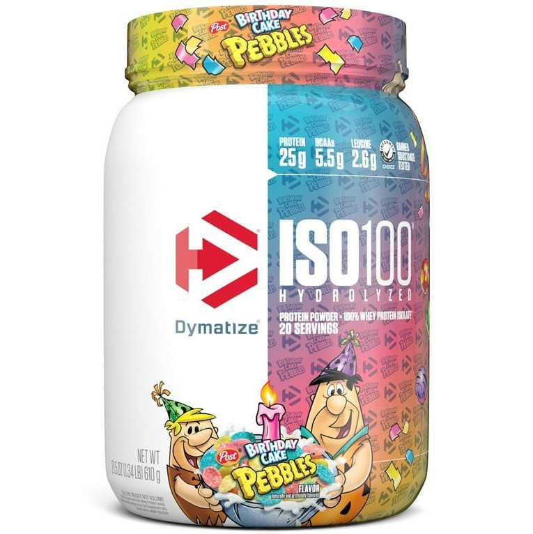 Dymatize ISO100 Hydrolyzed Whey Protein Isolate Powder Birthday Cake 610g