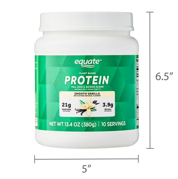 3 Pack Equate Plant-Based Protein Supplement, Smooth Vanilla, 13.4 Oz Pk