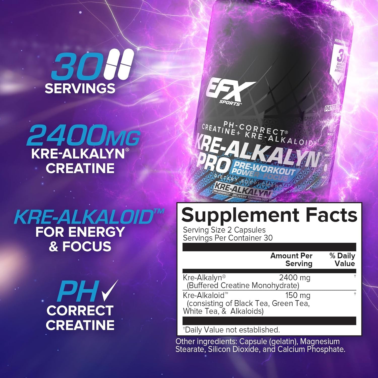 EFX Sports Kre-Alkalyn PRO – PH Creatine Monohydrate Pre Workout Supplement