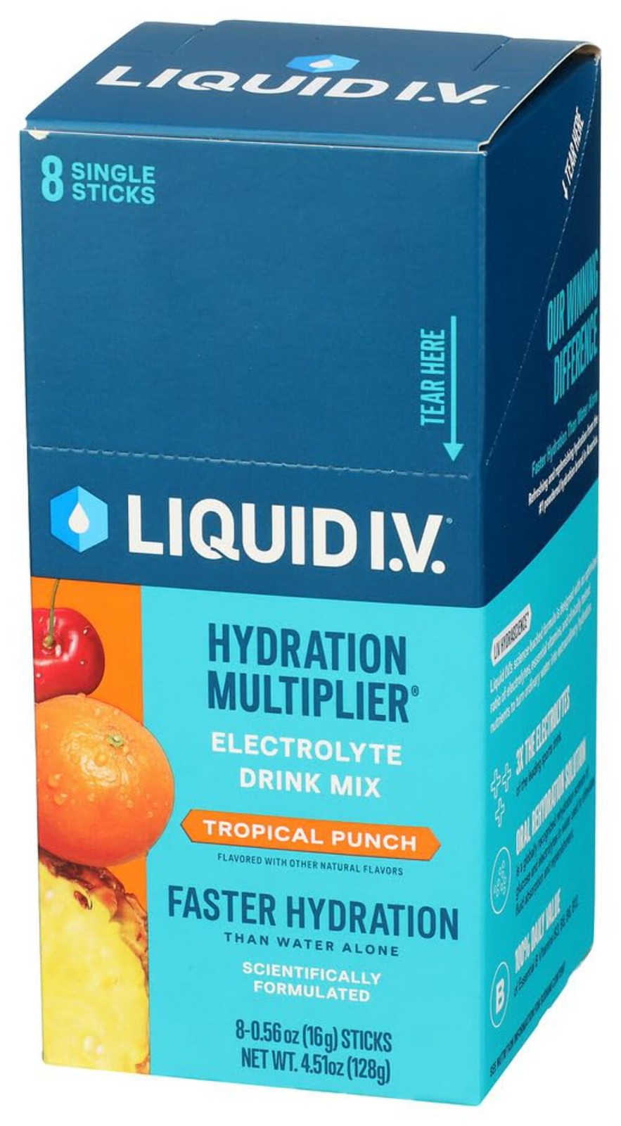 8/13/27 Liquid IV Tropical Punch Hydration Multiplier 8 Ct, 0.56 OZ