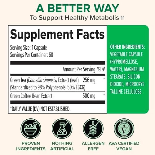 Zenwise Health EGCG Green Tea Extract Capsules with Coffee Bean Extract – 50% EG