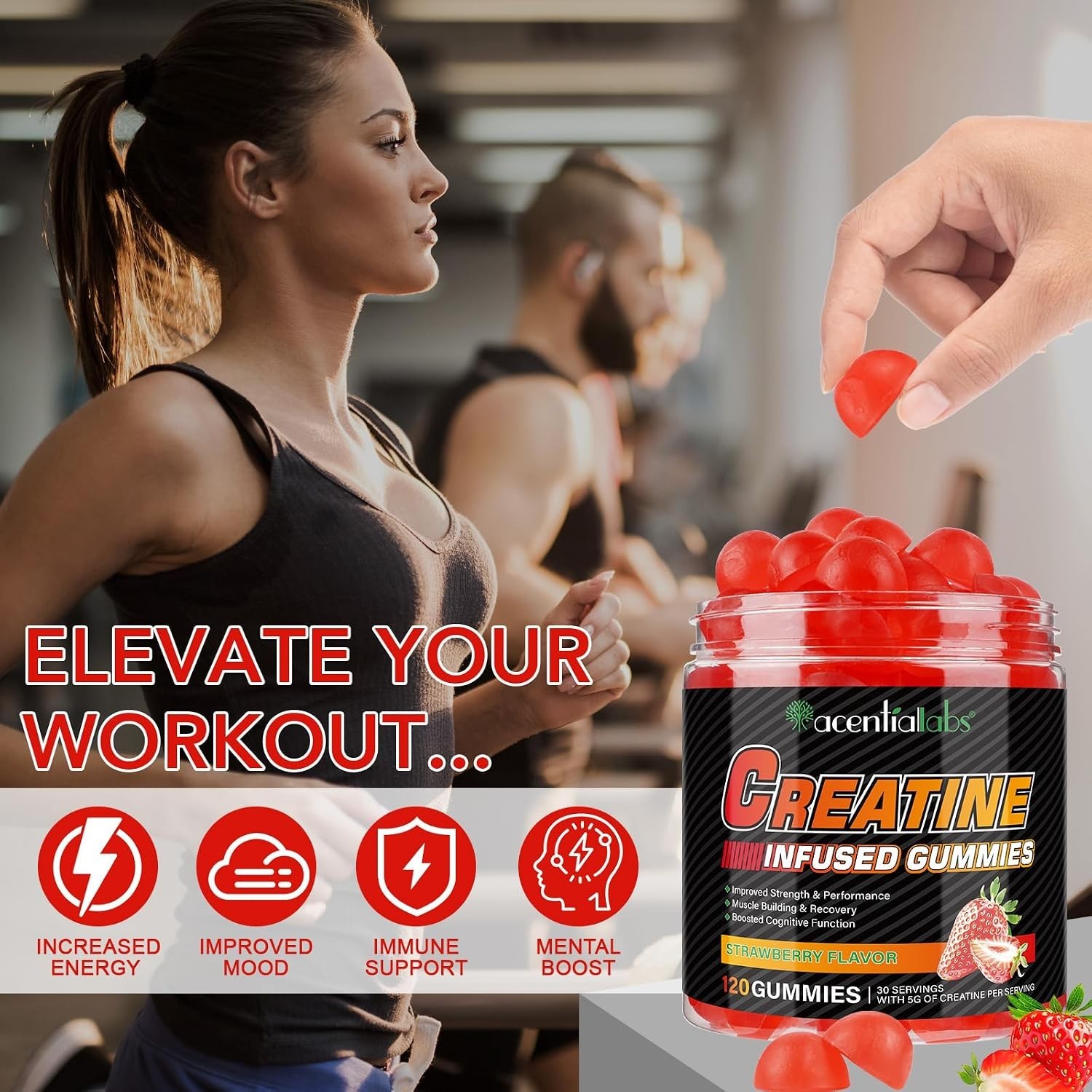 Creatine Monohydrate Gummies for Men & Women ~ 5g Creatine Monohydrate