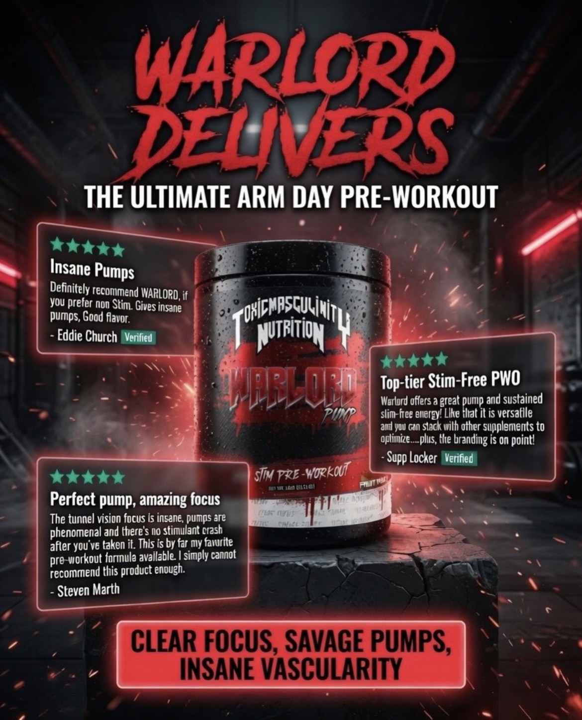 TOXIC MASCULINITY NUTRITION WARLORD PUMP None Stim Pre-Workout see description