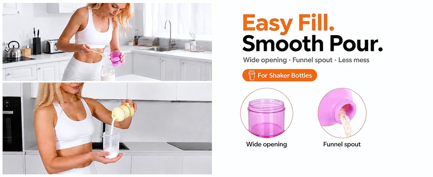 2 Pack Protein Powder Container to Go with Keychain & Keyring, Large Capacity,