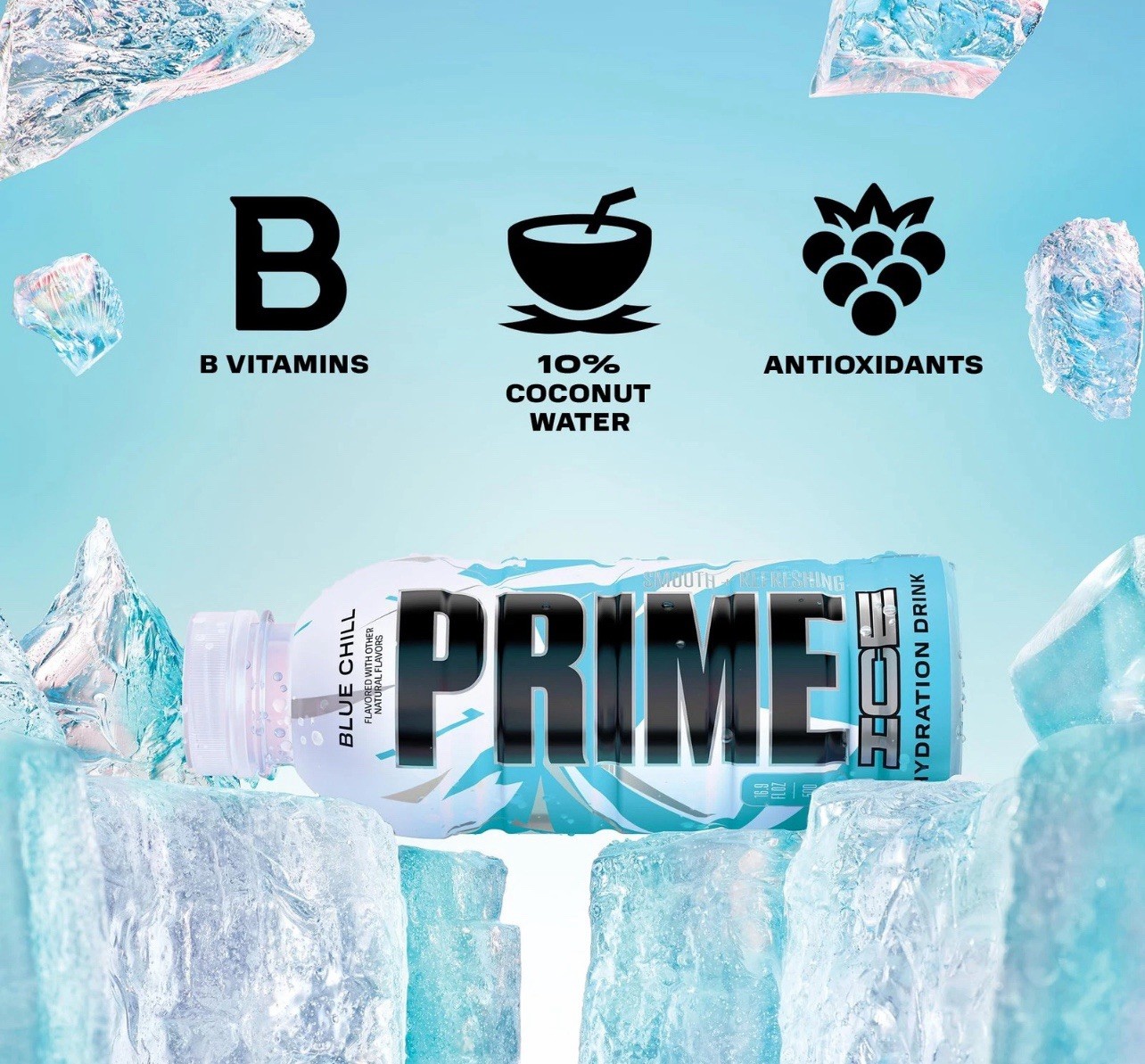 PRIME ICE Hydration Drink 16.9oz Pack of 12 Zero Sugar Electrolyte Beverage New