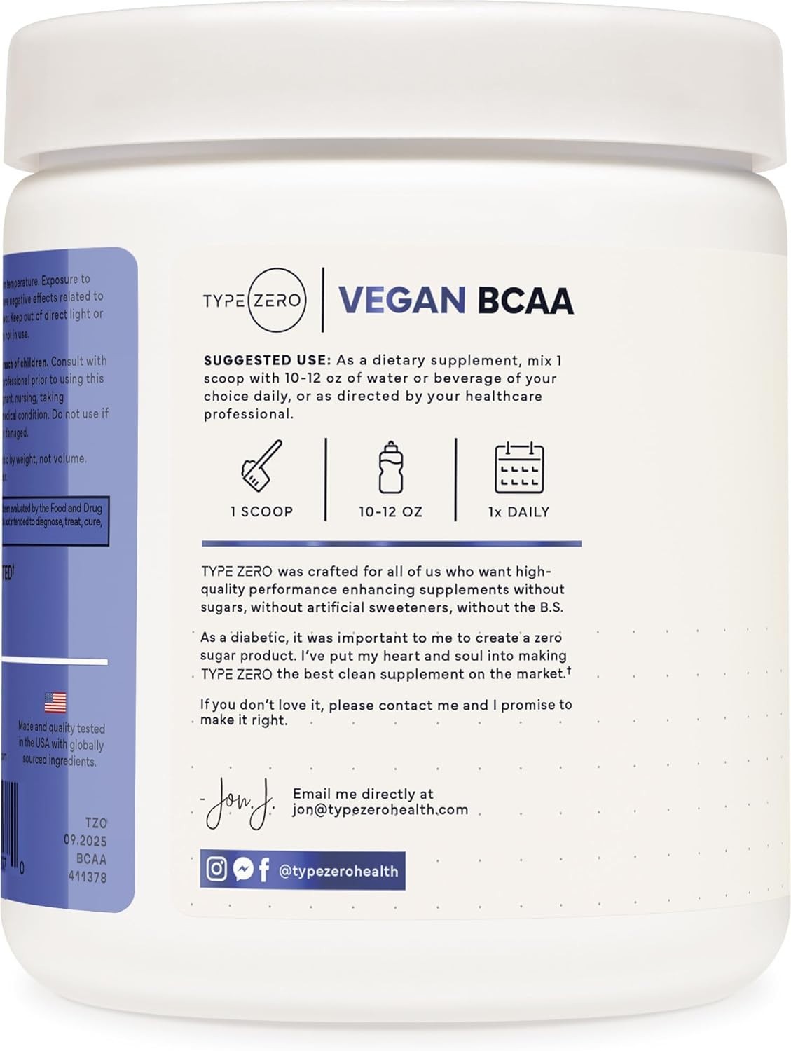 Type Zero Amino Burn – Vegan BCAA + Clean Pre Workout Powder with Arginine AKG
