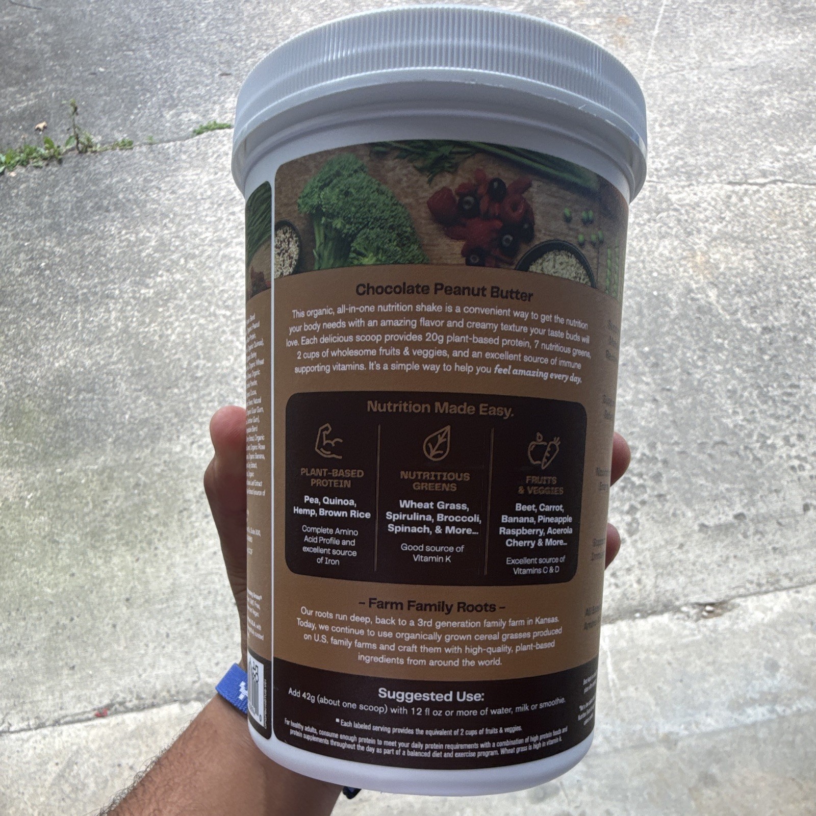 Amazing Grass Organic Non-GMO Plant Protein Powder, Choc Peanut Butter lot 12