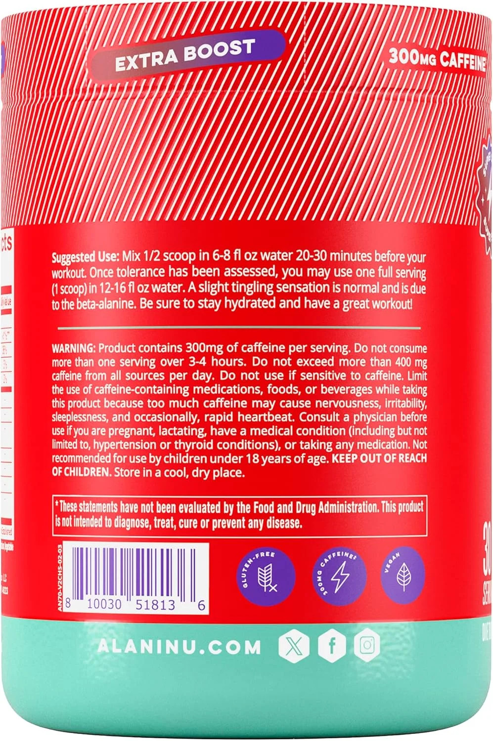 Pre-Workout+ Powder, Cherry Slush, 30 Servings, 300Mg Caffeine