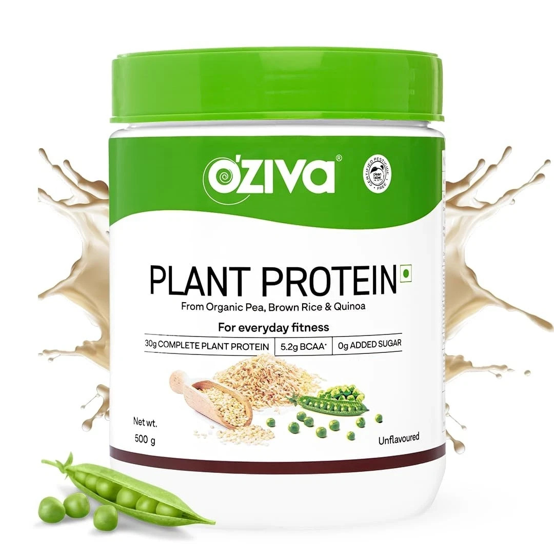 OZiva Plant Protein Powder 500g Pea Isolate 30g Protein Vegan No Sugar