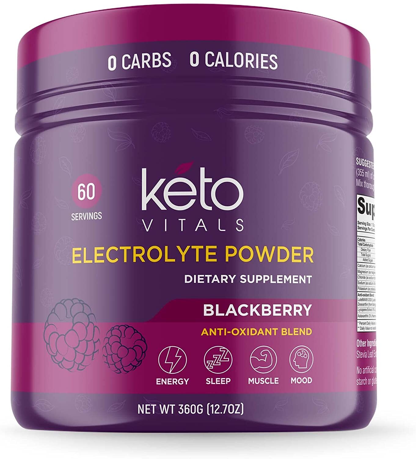 Keto Vitals Electrolyte Powder BlackBerry Energy Drink