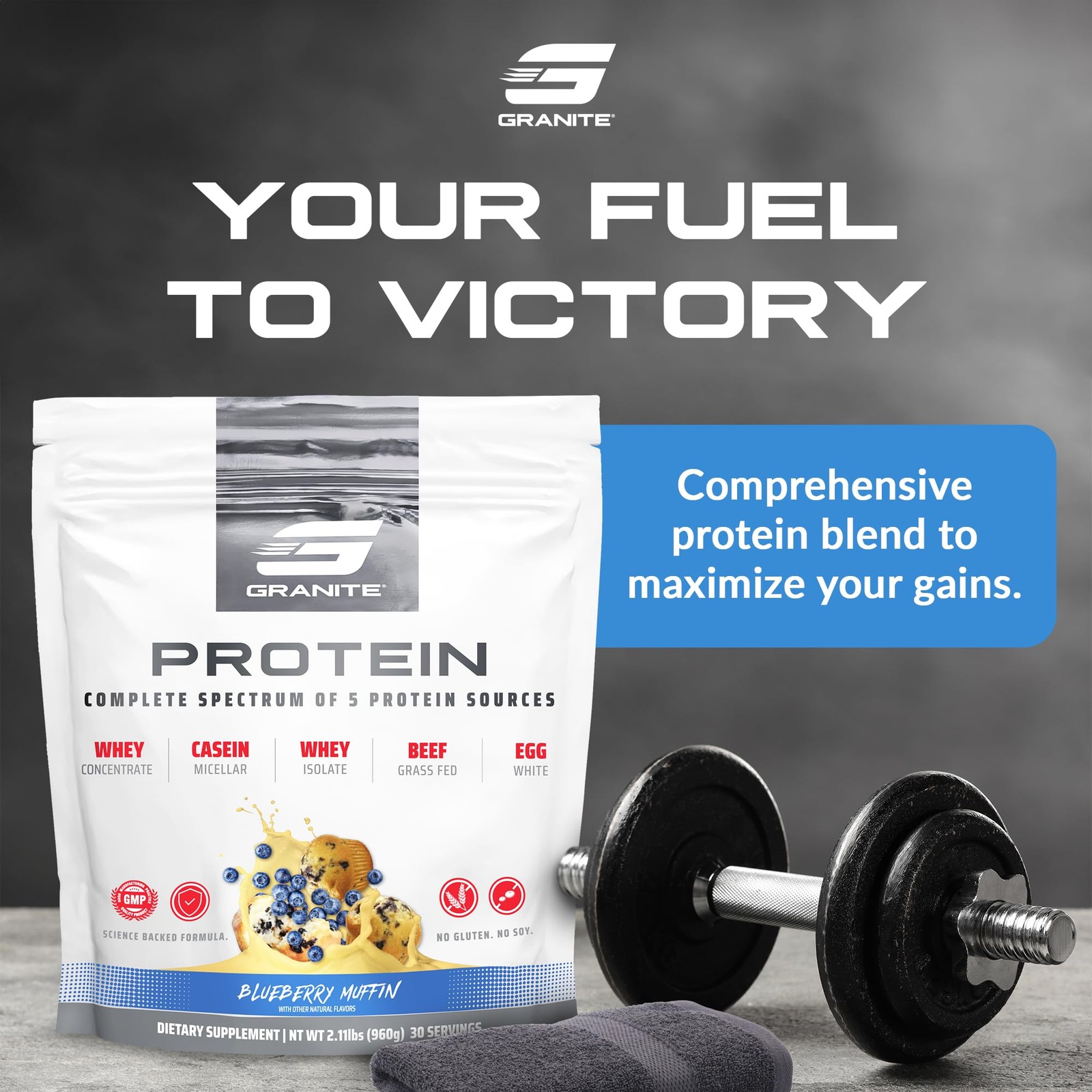 Granite Nutrition Protein Powder – Premium 5-Source Blend Whey Casein Egg Gra…