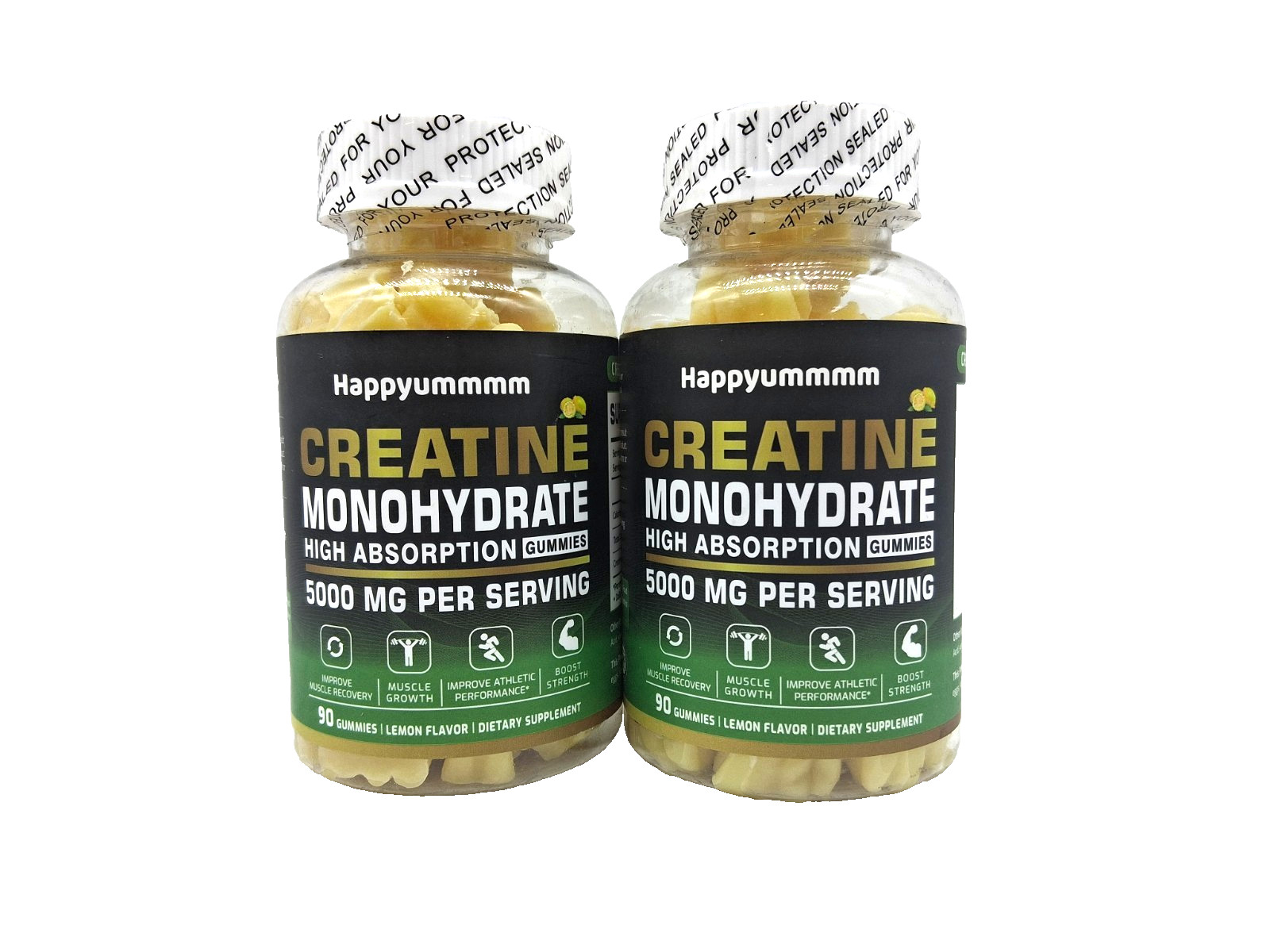 2 x Happyummmm Creatine Monohydrate High Absorption 5000MG, Lemon, Exp. 10/26