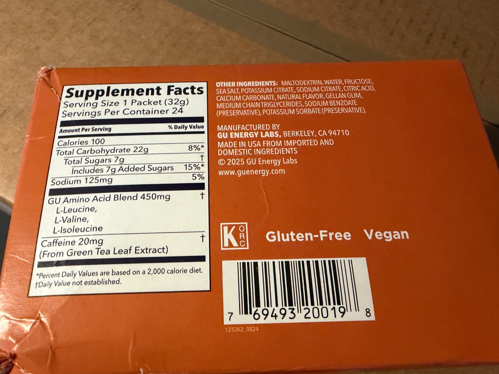 NEW GU Energy Gel Caffeine Salted Caramel 24 Packets exp 08/27