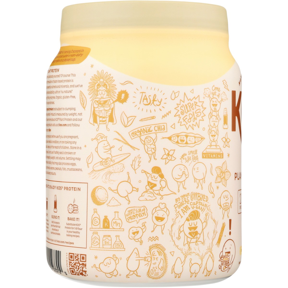 Kos Natural Powered Organic Plant Protein Powder Vanilla 19.6 Oz 1 Pack