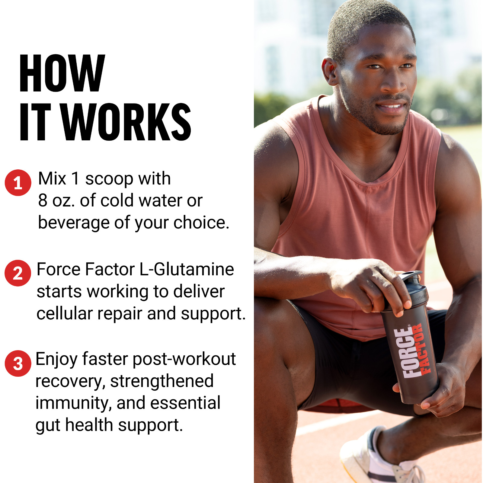 FORCE FACTOR L-Glutamine Powder 5000mg for Post Workout & Muscle Recovery