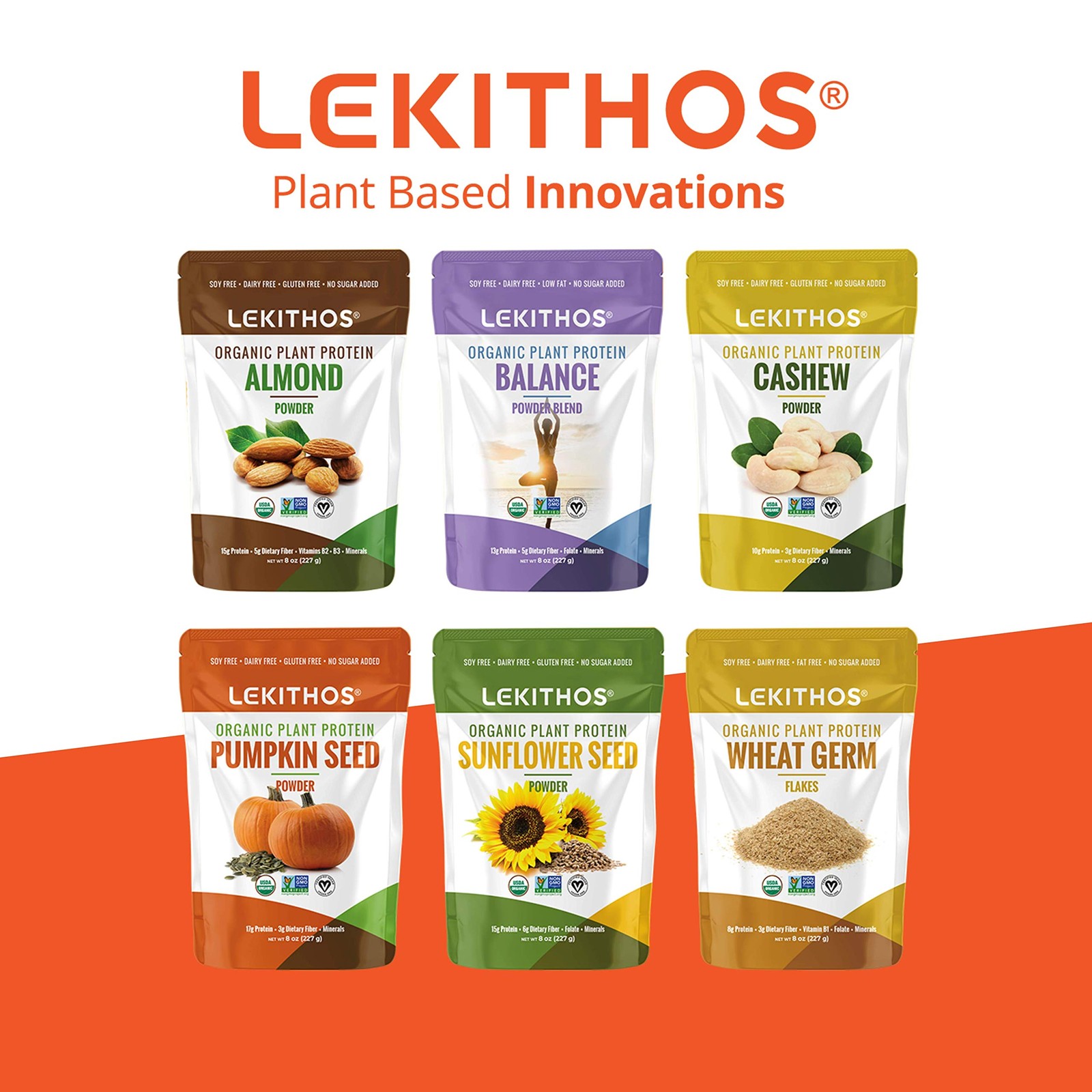 Lekithos Organic Sunflower Seed Protein Powder 15G Protein Per Serving High In